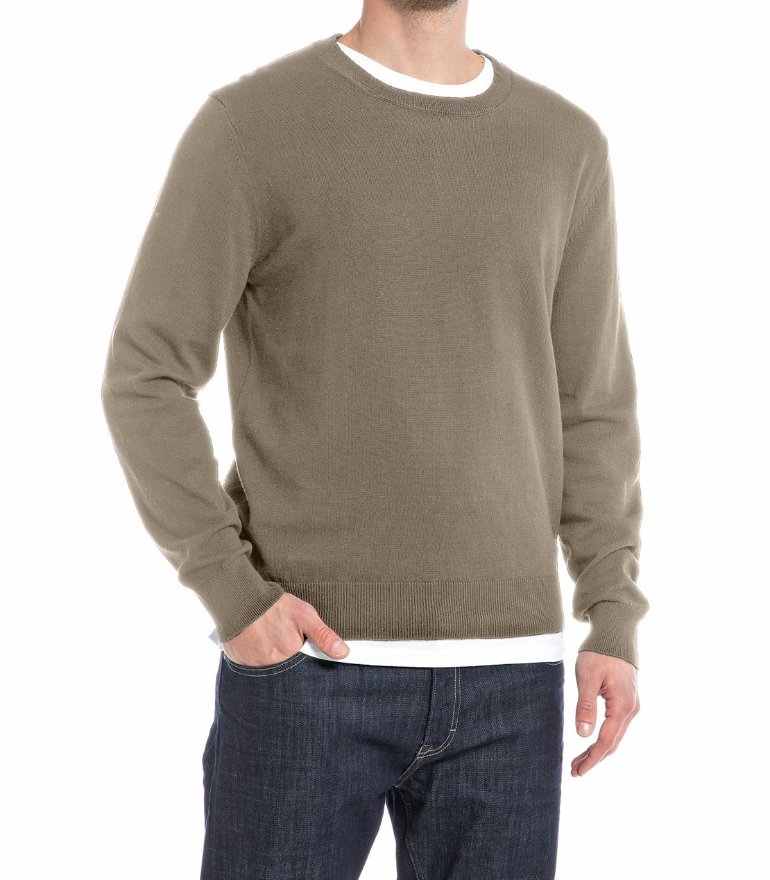 コットンクルーネックセーター 詳細画像 ストーングレー 1